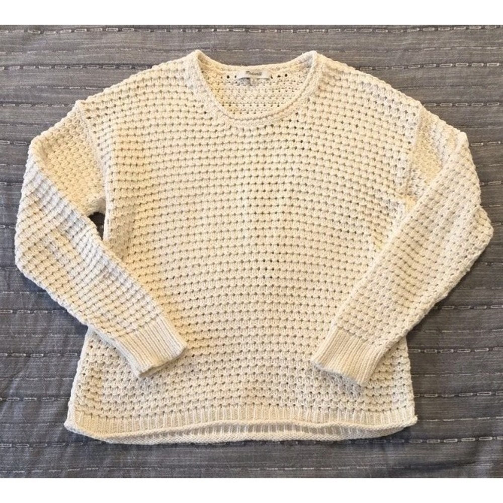 Madewell Open Stitch Austen Pullover Sweater Scoop Neck Women's Small Ivory